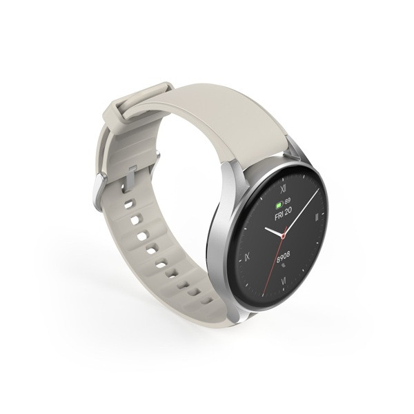 Hama Smartwatch | Hama | 8900 | 1.3” (AMOLED, GPS, Telefoonfunctie, Hartslagmeter, 100+ sportmodi, IP68, Slaapmonitor, 300 mAh batterij, Beige-Zilver) 178612 K070501305 - 4