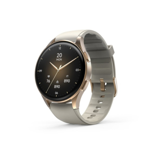 Hama Smartwatch | Hama | 8900 | 1.4” (Android en iOS, AMOLED, GPS, Telefoonfunctie, Hartslagmeter, 100+ sportmodi, Zwemmen, Slaapmonitor, 300 mAh batterij, Rond, Beige-Goud) 178613 K070501306 - 3