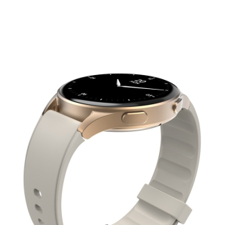 Hama Smartwatch | Hama | 8900 | 1.4” (Android en iOS, AMOLED, GPS, Telefoonfunctie, Hartslagmeter, 100+ sportmodi, Zwemmen, Slaapmonitor, 300 mAh batterij, Rond, Beige-Goud) 178613 K070501306 - 5