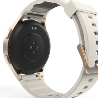 Hama Smartwatch | Hama | 8900 | 1.4” (Android en iOS, AMOLED, GPS, Telefoonfunctie, Hartslagmeter, 100+ sportmodi, Zwemmen, Slaapmonitor, 300 mAh batterij, Rond, Beige-Goud) 178613 K070501306 - 6