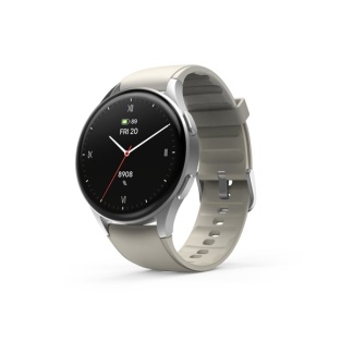 Hama Smartwatch | Hama | 8900 | 1.4” (Android en iOS, AMOLED, GPS, Telefoonfunctie, Hartslagmeter, 100+ sportmodi, Zwemmen, Slaapmonitor, 300 mAh batterij, Rond, Beige-Zilver) 178612 K070501305 - 3