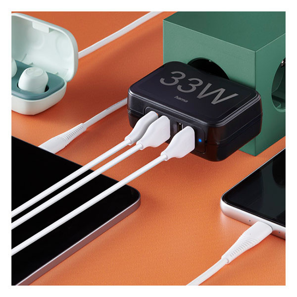 Hama USB A oplader | Hama | 4 poorten  (USB A, 33W, Zwart) 201629 K070501274 - 5