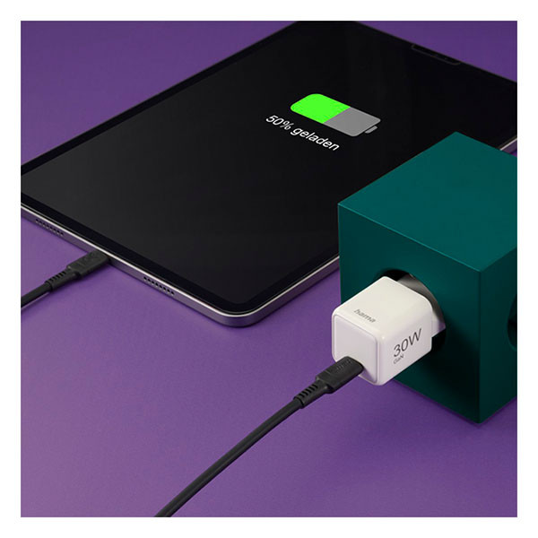 Hama USB C snellader | Hama | 1 poort (USB C, GaN, 30W, Wit) 201982 K070501281 - 5