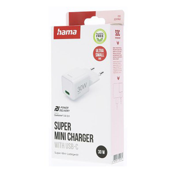 Hama USB C snellader | Hama | 1 poort (USB C, GaN, 30W, Wit) 201982 K070501281 - 7