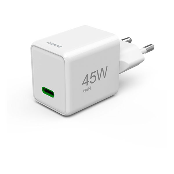Hama USB C snellader | Hama | 1 poort (USB C, GaN, 45W, Wit) 201983 K070501282 - 1
