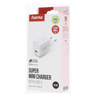 Hama USB C snellader | Hama | 1 poort (USB C, GaN, 45W, Wit) 201983 K070501282 - 8