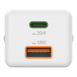 Hama USB C snellader | Hama | 2 poorten (1x USB C, 1x USB A, 20W, Wit) 201991 K070501287 - 3