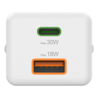 Hama USB C snellader | Hama | 2 poorten (1x USB C, 1x USB A, 30W, Wit) 201992 K070501288 - 3