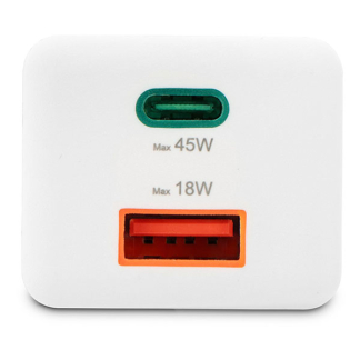 Hama USB C snellader | Hama | 2 poorten (1x USB C, 1x USB A, 45W, Wit) 201993 K070501289 - 3