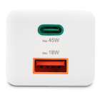 Hama USB C snellader | Hama | 2 poorten (1x USB C, 1x USB A, 45W, Wit) 201993 K070501289 - 3