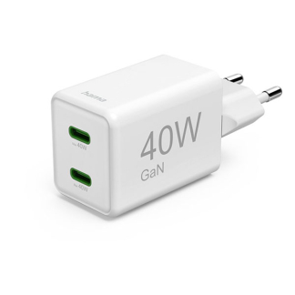 Hama USB C snellader | Hama | 2 poorten (2x USB C, 40W, Wit) 201989 K070501290