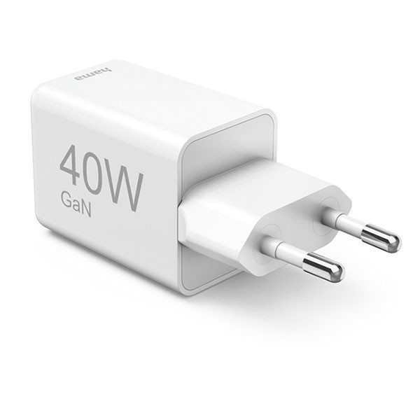 Hama USB C snellader | Hama | 2 poorten (2x USB C, GaN, 40W, Wit) 201989 K070501290 - 2