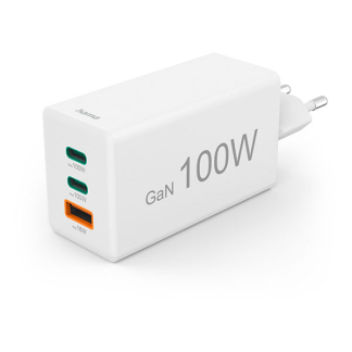 Hama USB C snellader | Hama | 3 poorten (2x USB C, 1x USB A, 100W, Wit) 201997 K070501292 - 1