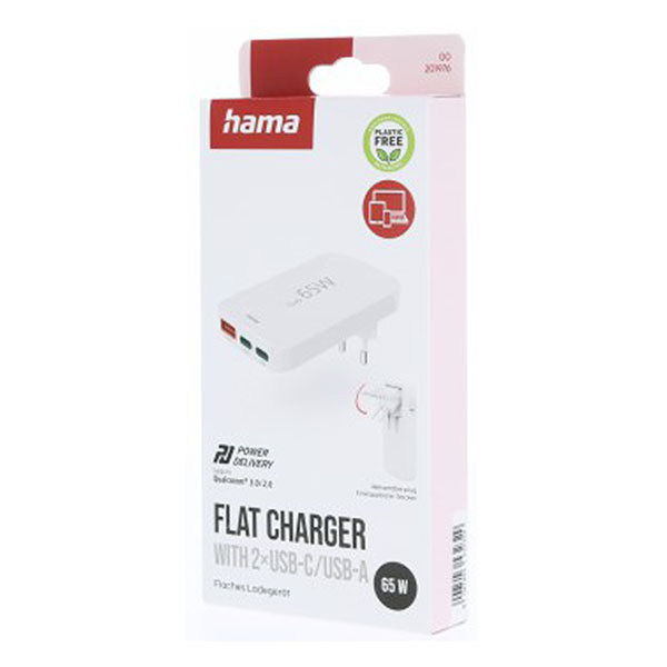 Hama USB C snellader | Hama | 3 poorten (2x USB C, 1x USB A, GaN, 65W, Zwart) 201976 K070501278 - 10
