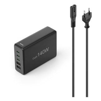Hama USB C snellader | Hama | 5 poorten (3x USB C, 2x USB A, GaN, 140W, Zwart) 201978 K070501276 - 1