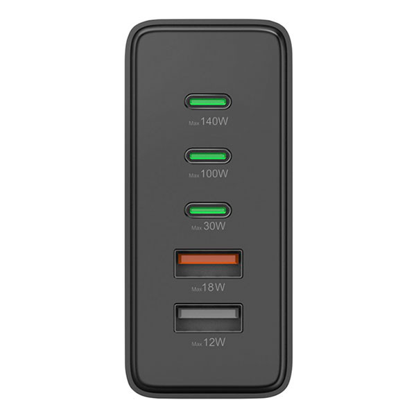 Hama USB C snellader | Hama | 5 poorten (3x USB C, 2x USB A, GaN, 140W, Zwart) 201978 K070501276 - 2