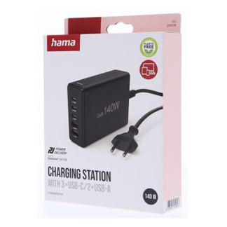 Hama USB C snellader | Hama | 5 poorten (3x USB C, 2x USB A, GaN, 140W, Zwart) 201978 K070501276 - 9