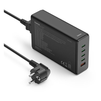 Hama USB C snellader | Hama | 5 poorten (4x USB C, 1x USB A, GaN, 240W, Zwart) 201977 K070501275 - 3
