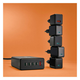 Hama USB C snellader | Hama | 5 poorten (4x USB C, 1x USB A, GaN, 240W, Zwart) 201977 K070501275 - 7