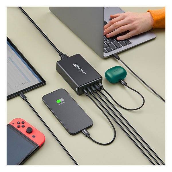 Hama USB C snellader | Hama | 5 poorten (4x USB C, 1x USB A, GaN, 240W, Zwart) 201977 K070501275 - 8