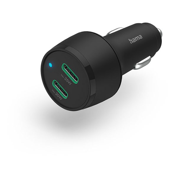 Hama USB autolader | Hama (2x USB C, 45W, Zwart) 201632 K070501211 - 1