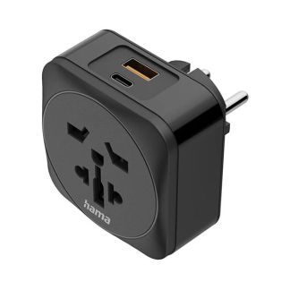 Hama Wereldstekker met USB | Hama | Wereld naar Type E en F (Geaard, 1x USB C, 1x USB A) 223460 K050801104