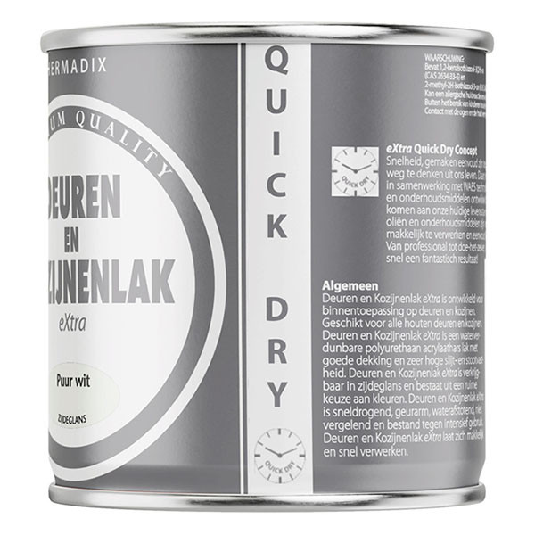 Hermadix Deur- en kozijnlak | Hermadix | 750 ml (Puur wit, Zijdeglans, Waterbasis) 25.754.05 K180107196 - 2
