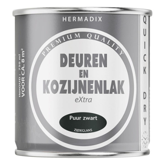 Hermadix Deur- en kozijnlak | Hermadix | 750 ml (Puur zwart, Zijdeglans, Waterbasis) 25.754.01 K180107197 - 1