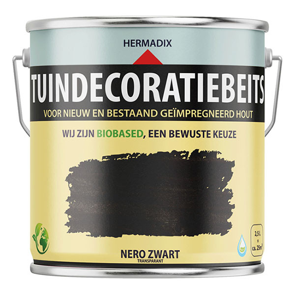 Hermadix Houtbeits | Hermadix | 2.5 liter (Nero zwart, Tuinhout, Waterbasis) 25.872.02 K180107204 - 1