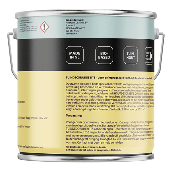 Hermadix Houtbeits | Hermadix | 2.5 liter (Nero zwart, Tuinhout, Waterbasis) 25.872.02 K180107204 - 2