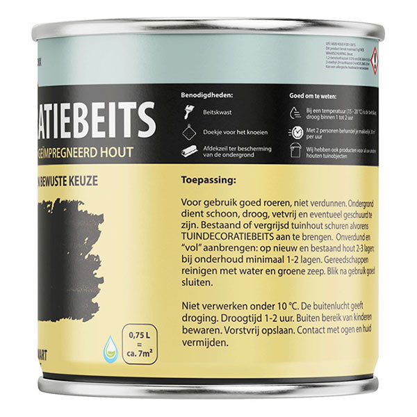 Hermadix Houtbeits | Hermadix | 750 ml (Nero zwart, Tuinhout, Waterbasis) 25.872.01 K180107203 - 2