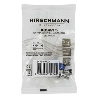 Hirschmann Coax connector - Hirschmann KOSWI5 (Push On, Haaks, Mannelijk) 947544500 KOSWI5 K060302085 - 2