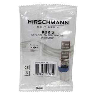 Hirschmann KabelKeur Coax connector - Hirschmann KOK5 (Push On, Vrouwelijk) 947546500 C060302083 - 2