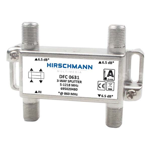 Hirschmann KabelKeur F connector splitter - Hirschmann (3-weg, 5.8 dB, Ziggo gecertificeerd) 695020480 C030408104 - 2