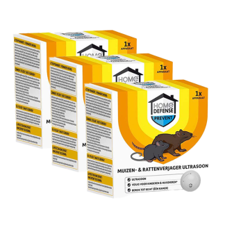Muizen- en rattenverjager | Home Defense | 3 stuks (180m², Ultrasoon)