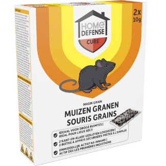 Home Defense Muizengif | Home Defense | Graan (2 x 10 gram, Snelwerkend, Inclusief lokdoos, Magik Grain) 8060471100 HDMAGR2 K170112010 - 2