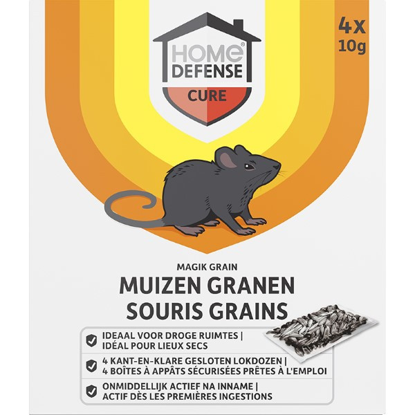 Home Defense Muizengif | Home Defense | Graan (4 x 10 gram, Snelwerkend, Inclusief lokdoos, Magik Grain) 722153 HDMAGR4 K170505383 - 1