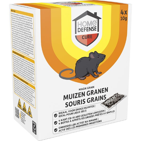 Home Defense Muizengif | Home Defense | Graan (4 x 10 gram, Snelwerkend, Inclusief lokdoos, Magik Grain) 722153 HDMAGR4 K170505383 - 2