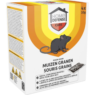 Home Defense Muizengif | Home Defense | Graan (4 x 10 gram, Snelwerkend, Inclusief lokdoos, Magik Grain) 722153 HDMAGR4 K170505383 - 2