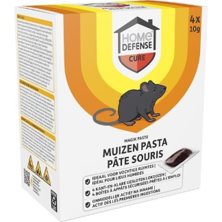 Home Defense Muizengif | Home Defense | Pasta (4 x 10 gram, Snelwerkend, Inclusief lokdozen, Magik Paste) 722152 HDMAPA4 K170505382 - 2