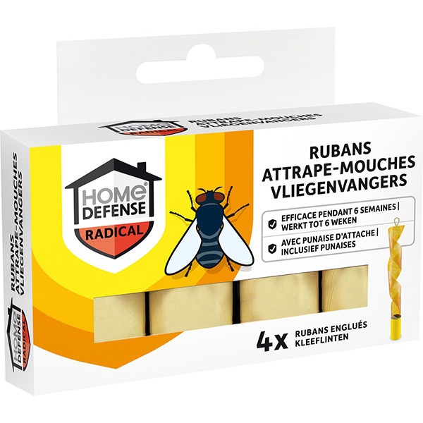 Home Defense Vliegen plakstrip | Home Defense | 4 stuks (Inclusief punaises) KBMRUBAN K170501729 - 1