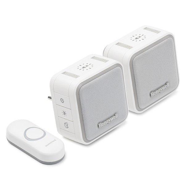 Plug In Deurbel Honeywell Draadloos 2 Ontvangers 150 Meter 84 Db