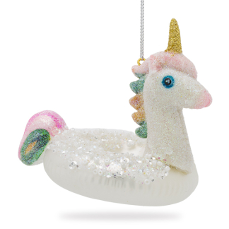 House of Seasons Kerst ornament | House of Seasons |  9.5 x 7.5 x 8.5 cm (Eenhoorn, Glas, Multicolor, Glitter) 1163288 K151000693 - 1