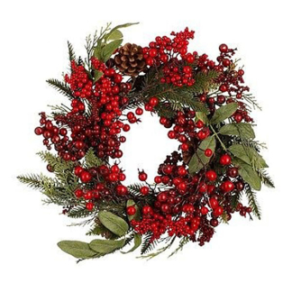 House of Seasons Kerstkrans | House of Seasons | Ø 40 cm (Groen met rode bessen en dennenappels, Binnen/Buiten) 1165301 K151100121