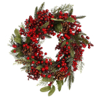 House of Seasons Kerstkrans | House of Seasons | Ø 40 cm (Groen met rode bessen en dennenappels, Binnen/Buiten) 1165301 K151100121 - 1