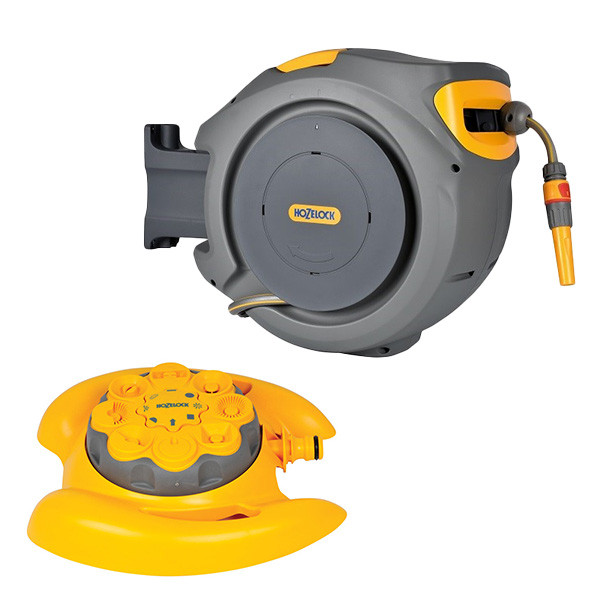 Hozelock Wandslangenbox | Hozelock | 25 meter (Incl. multisproeier, koppelstukken en tuinspuit, Vergrendeling) 24022515 K170505384 - 1