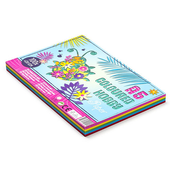 Huismerk Gekleurd papier | A5 | 100 vellen (5 kleuren, 120 grams, FSC) SC900 K071000086 - 1