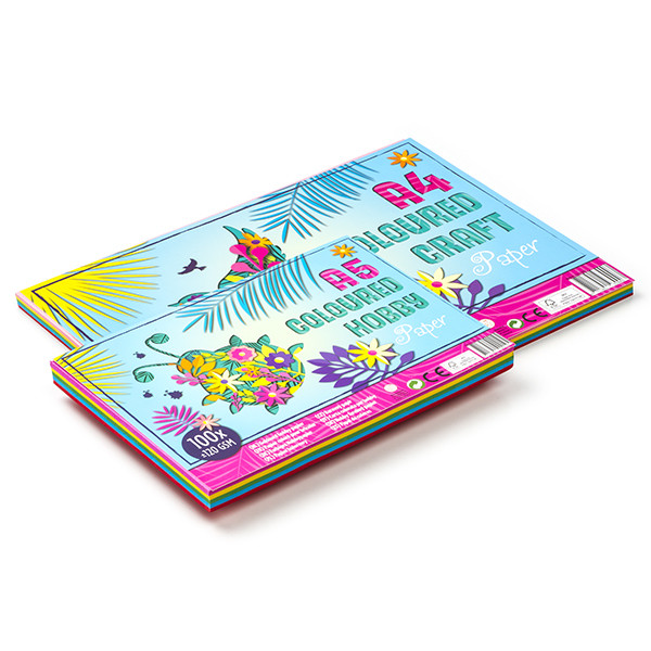 Huismerk Gekleurd papier A4 + A5 | Combideal | 2x 100 vellen (5 kleuren, FSC)  K071000192 - 1
