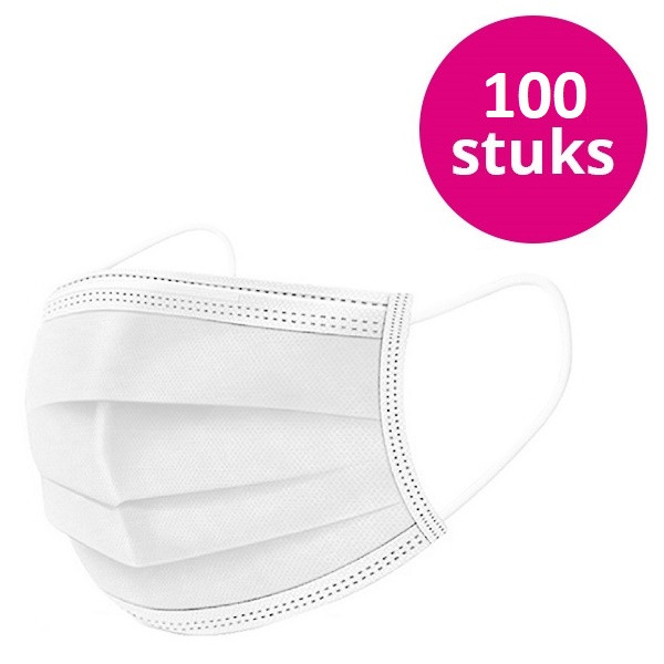 Huismerk Mondkapje | 100 stuks (3-laag, BFE 95%, Elastische oorbandjes, Wegwerp)  K080000008 - 1