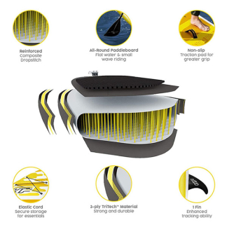 Hydro force Sup | Hydro Force | 320 x 79 x 12 cm (Opblaasbaar, Max. 110 kg, 1 vin, Bagageruimte, Geel) 7036068019 K170115409 - 9